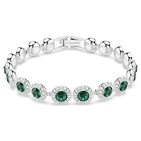 Una Angelic bracelet, Round cut, Pavé, Medium, Green, Rhodium plated by SWAROVSKI
