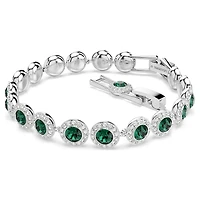 Una Angelic bracelet, Round cut, Pavé, Medium, Green, Rhodium plated by SWAROVSKI