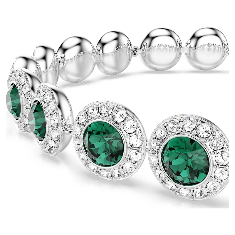 Una Angelic bracelet, Round cut, Pavé, Medium, Green, Rhodium plated by SWAROVSKI