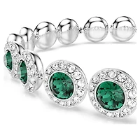 Una Angelic bracelet, Round cut, Pavé, Medium, Green, Rhodium plated by SWAROVSKI
