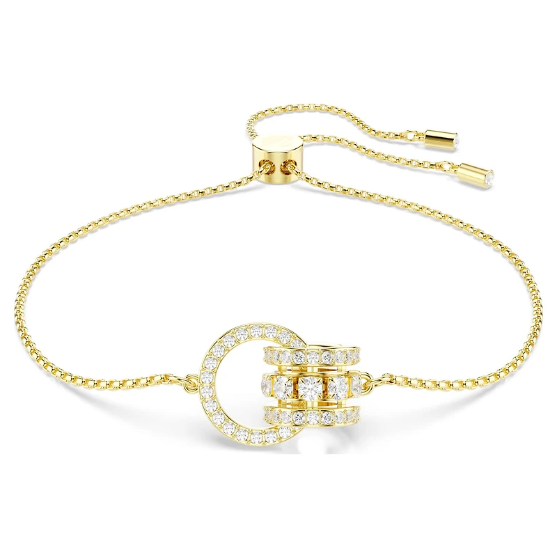 Hyperbola bracelet, Interlocking loop, White, 18K gold finish