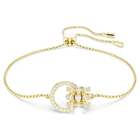 Hyperbola bracelet, Interlocking loop, White, 18K gold finish