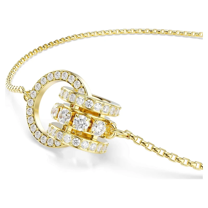 Hyperbola bracelet, Interlocking loop, White, 18K gold finish
