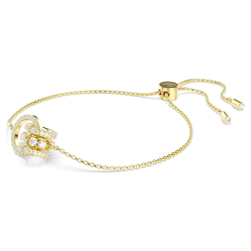 Hyperbola bracelet, Interlocking loop, White, Gold-tone plated by SWAROVSKI