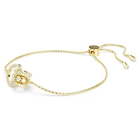 Hyperbola bracelet, Interlocking loop, White, Gold-tone plated by SWAROVSKI