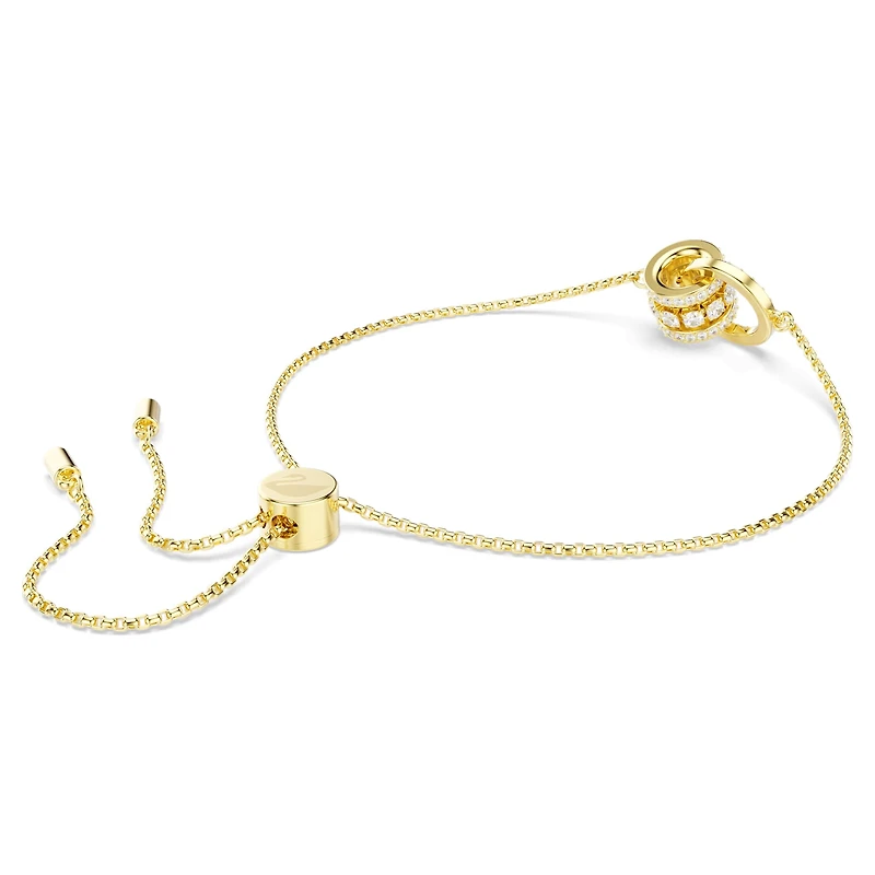 Hyperbola bracelet, Interlocking loop, White, 18K gold finish