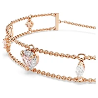 One bracelet, Mixed cuts, Heart, Pink, 18K rose gold finish