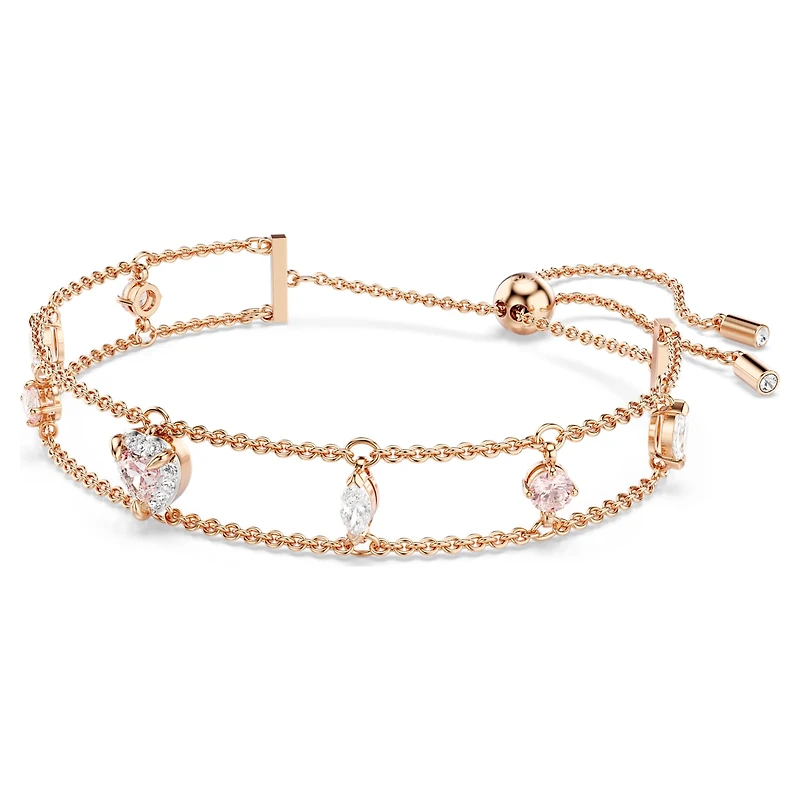One bracelet, Mixed cuts, Heart, Pink, Rose gold-tone plated by SWAROVSKI