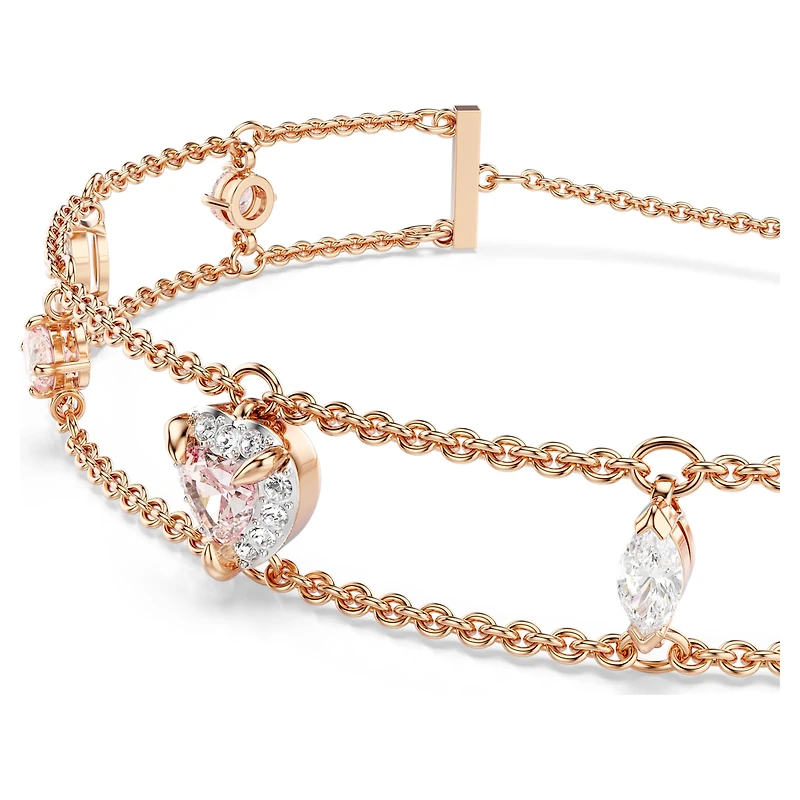 One bracelet, Mixed cuts, Heart, Pink, Rose gold-tone plated by SWAROVSKI
