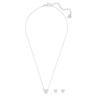 Stilla Attract set, Heart, White, Rhodium plated by SWAROVSKI