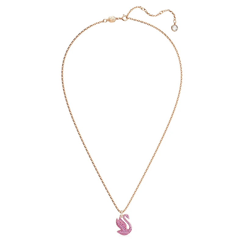 Swan pendant, Swan, Medium, Pink, Rose gold-tone plated