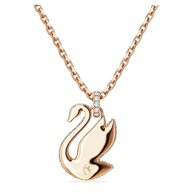 Swan pendant, Swan, Medium, Pink, Rose gold-tone plated