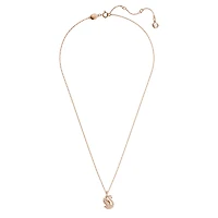 Swan pendant, Swan, Small, White, 18K rose gold finish