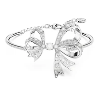 Volta bangle, Bow, White, Rhodium plated by SWAROVSKI