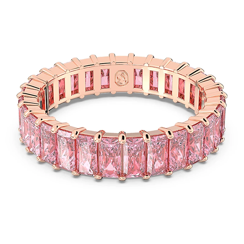 Matrix ring, Baguette cut, Pink, 18K rose gold finish