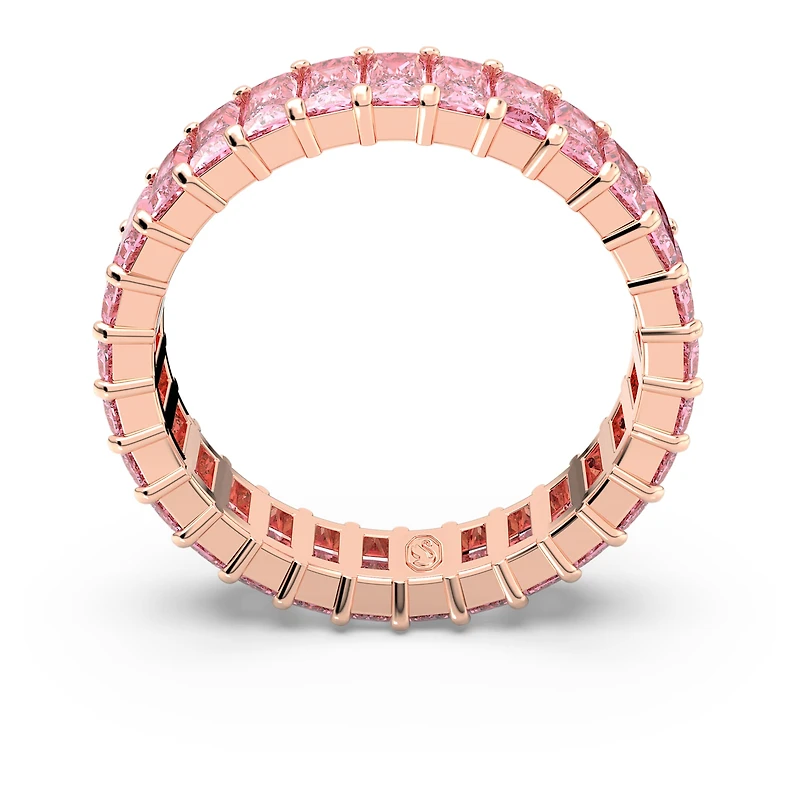 Matrix ring, Baguette cut, Pink, 18K rose gold finish