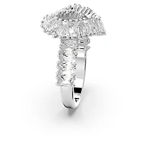 Matrix ring, Mixed cuts, Heart, White, Rhodium plated by SWAROVSKI