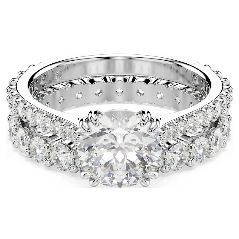 Stilla ring, Set (2), Round cut, White, Rhodium plated by SWAROVSKI