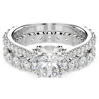 Stilla ring, Set (2), Round cut, White, Rhodium plated by SWAROVSKI