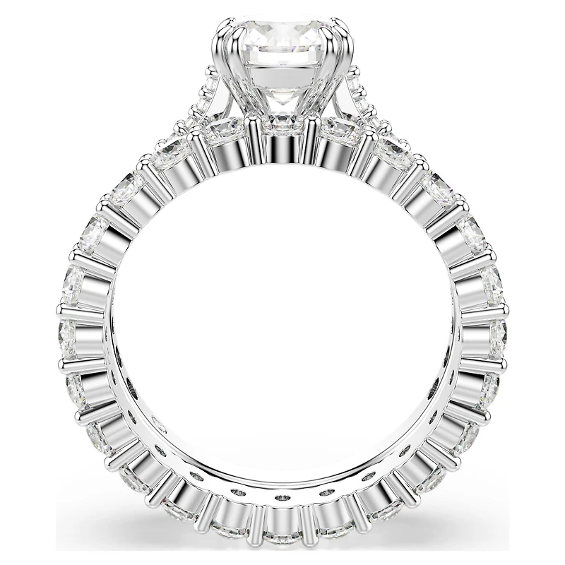 Stilla ring, Set (2), Round cut, White, Rhodium plated by SWAROVSKI