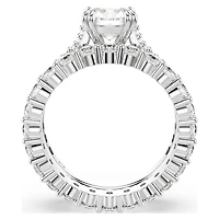 Stilla ring, Set (2), Round cut, White, Rhodium plated by SWAROVSKI