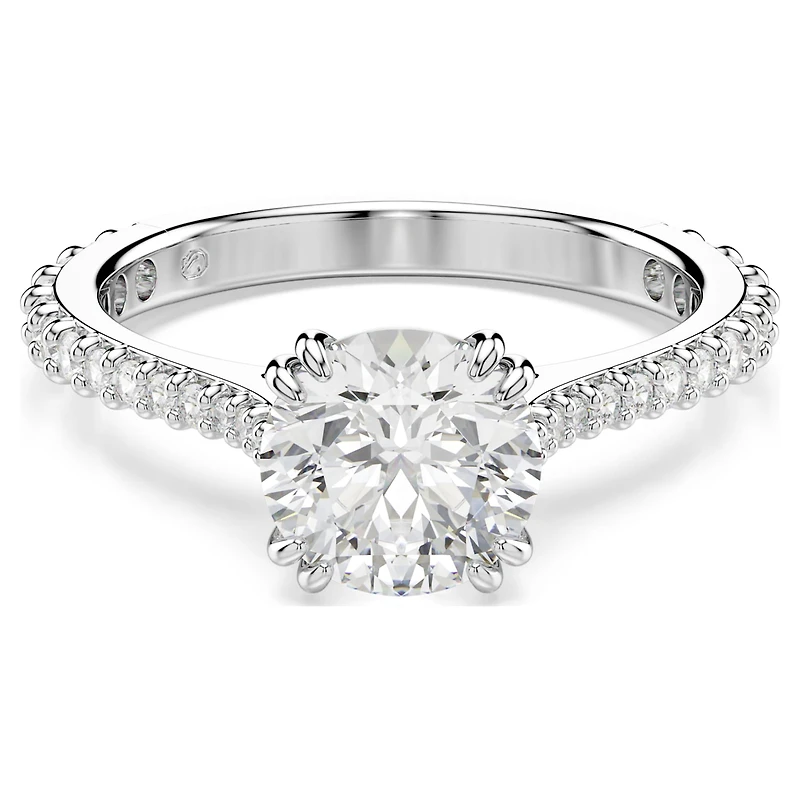 Stilla ring, Set (2), Round cut, White, Rhodium plated by SWAROVSKI
