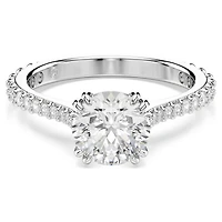 Stilla ring, Set (2), Round cut, White, Rhodium plated by SWAROVSKI