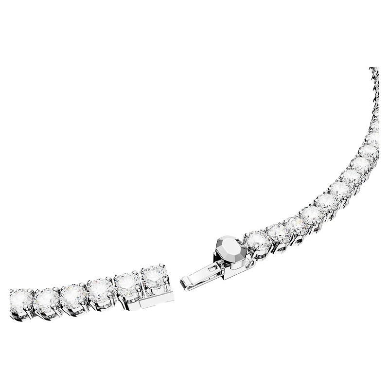 Matrix Tennis set, Round cut, White, Rhodium plated by SWAROVSKI