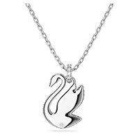 Swan pendant, Swan, Medium, White, Rhodium plated by SWAROVSKI