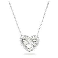 Matrix pendant, Mixed cuts, Heart, White, Rhodium plated by SWAROVSKI