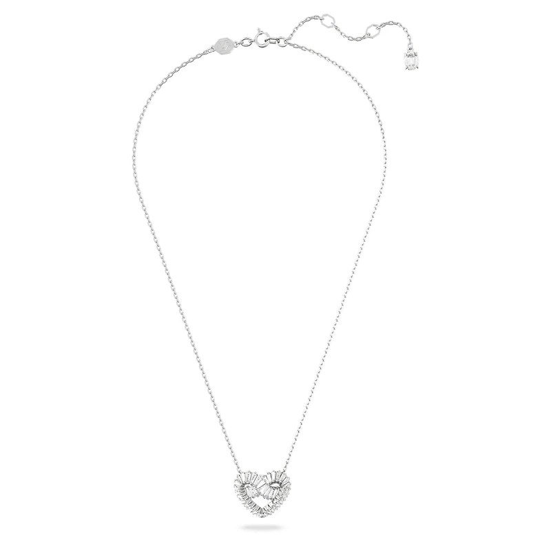 Matrix pendant, Mixed cuts, Heart, White, Rhodium plated by SWAROVSKI
