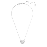 Matrix pendant, Mixed cuts, Heart, White, Rhodium plated by SWAROVSKI