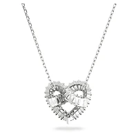 Matrix pendant, Mixed cuts, Heart, White, Rhodium plated by SWAROVSKI