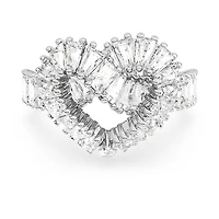 Matrix ring, Mixed cuts, Heart, White, Rhodium plated by SWAROVSKI