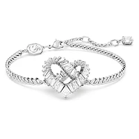 Matrix bracelet, Heart, White, Rhodium plated by SWAROVSKI