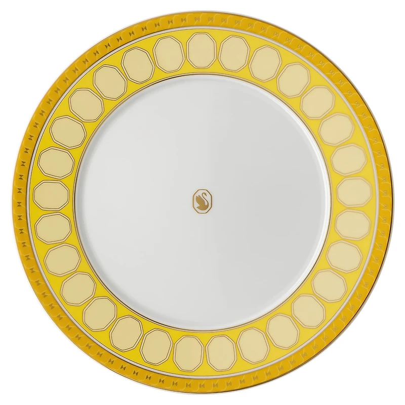 Signum dinner plate, Porcelain, Yellow by SWAROVSKI
