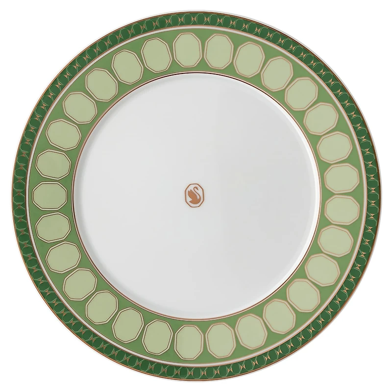 Signum dinner plate, Porcelain, Green by SWAROVSKI