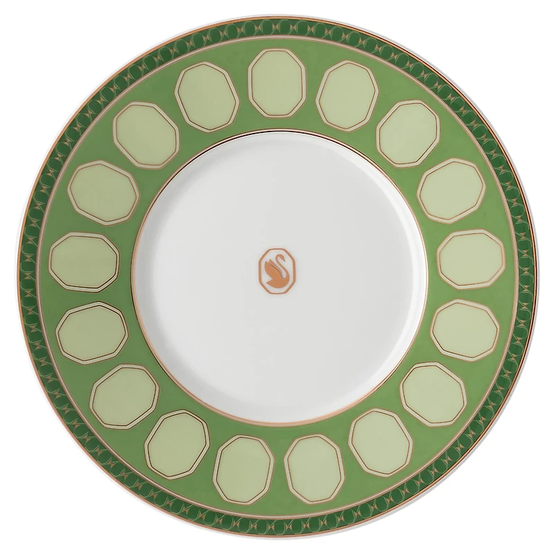 Signum teacup with saucer, Porcelain, Green by SWAROVSKI