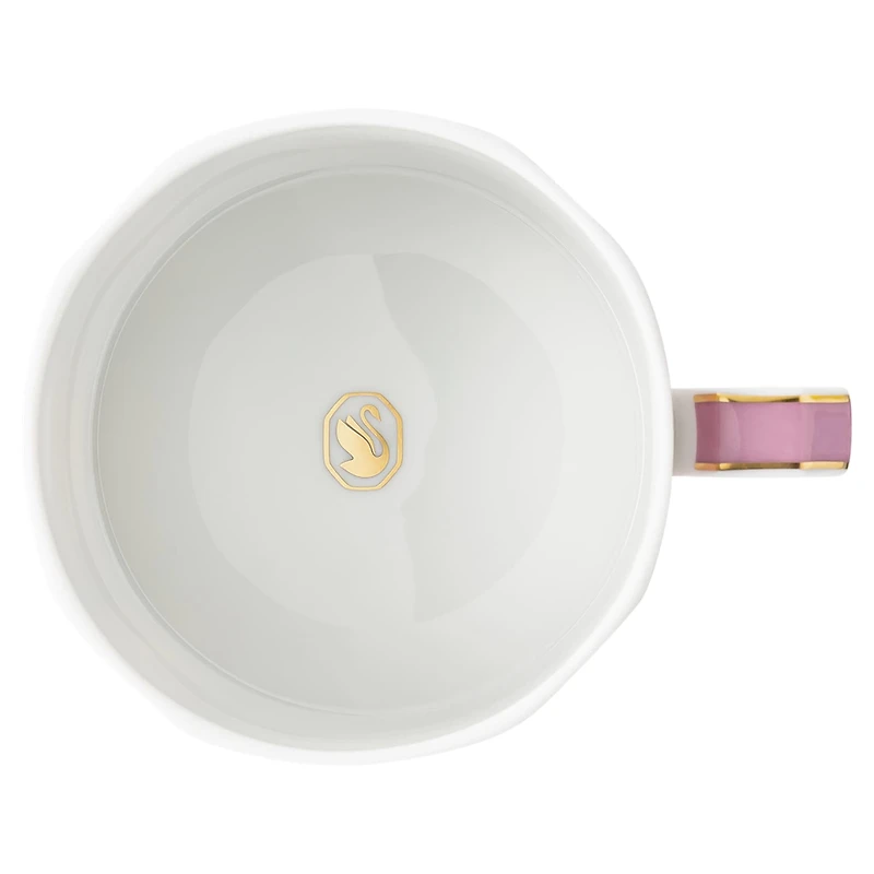 Signum teacup with saucer, Porcelain, Pink by SWAROVSKI