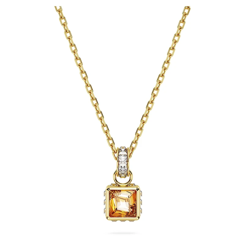 Chroma pendant, Square cut, Yellow, Gold-tone plated