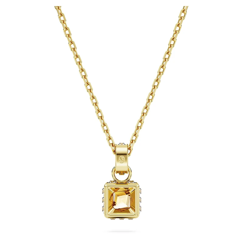 Chroma pendant, Square cut, Yellow, Gold-tone plated