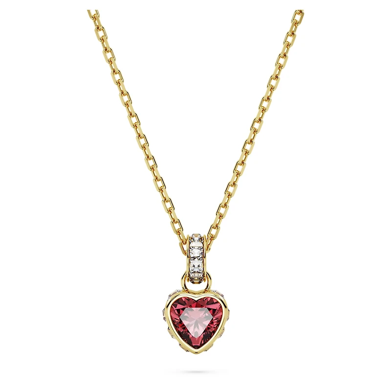 Chroma pendant, Heart, Red, 18K gold finish