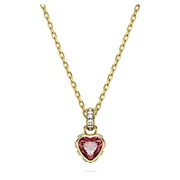 Chroma pendant, Heart, Red, 18K gold finish
