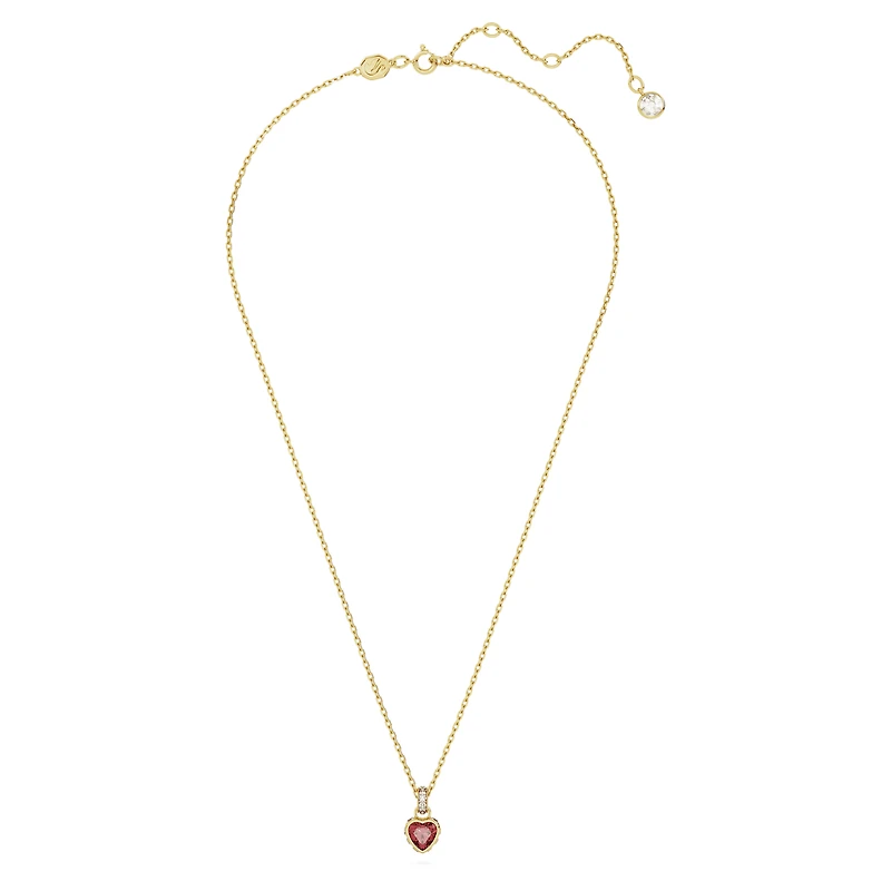 Chroma pendant, Heart, Red, 18K gold finish
