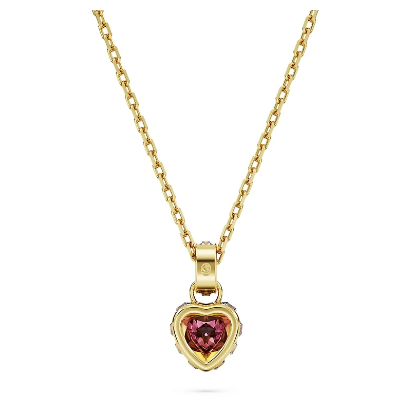 Chroma pendant, Heart, Red, 18K gold finish