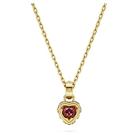 Chroma pendant, Heart, Red, 18K gold finish