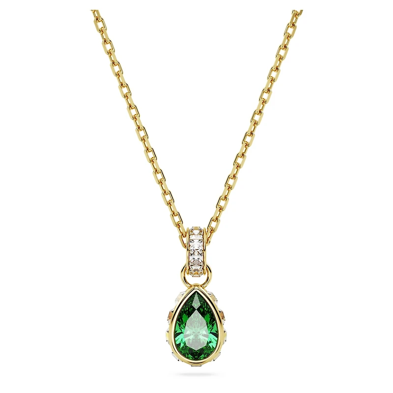 Chroma pendant, Pear cut, Green, 18K gold finish