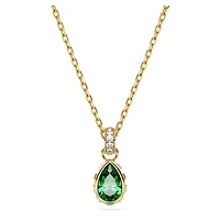 Chroma pendant, Pear cut, Green, 18K gold finish