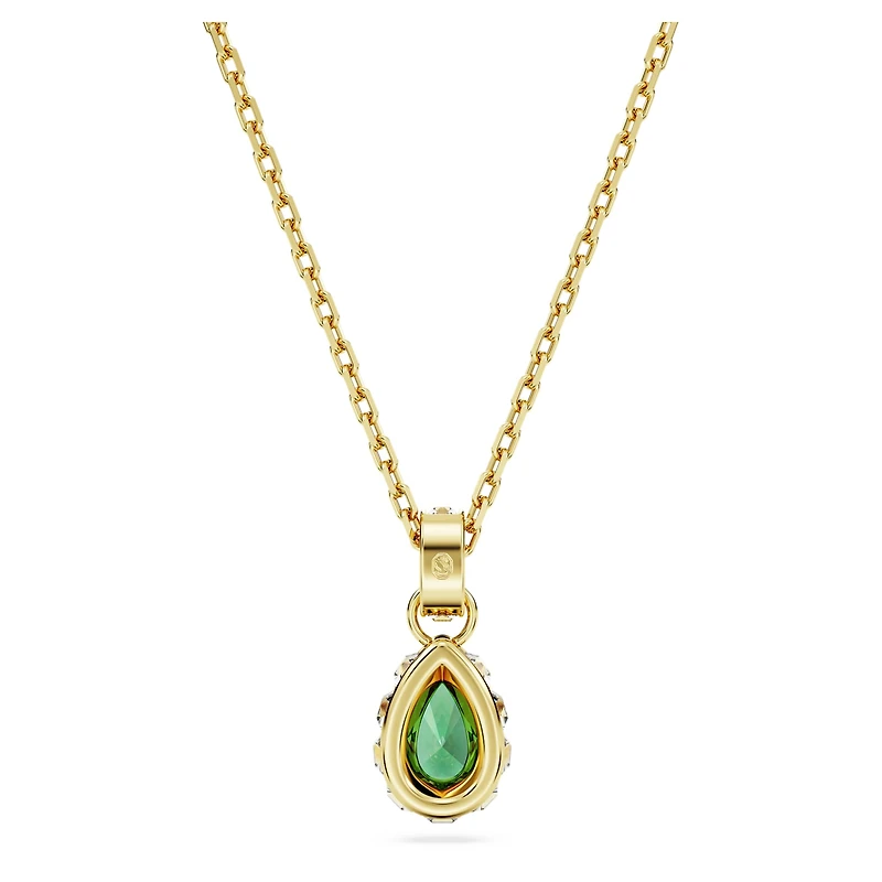 Chroma pendant, Pear cut, Green, 18K gold finish