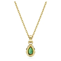 Chroma pendant, Pear cut, Green, 18K gold finish